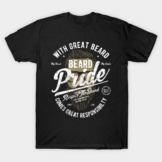 With Great Beard Comes Great Responsibility Retro Vintage Distressed Graphic Design T-Shirt by JakeRhodes
